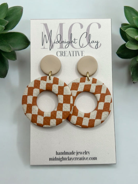 Terracotta/Tan Checkered Circles